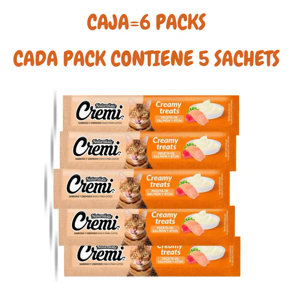 Naturalistics  Snack Húmedo Cremi para Gato Sabor Salmón y Atún Pack x30 2