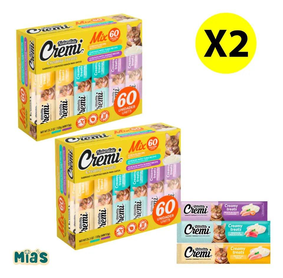 Naturalistics Snack Húmedo Cremi para Gato Sabor Pollo Pack x2 120 Unidades 1