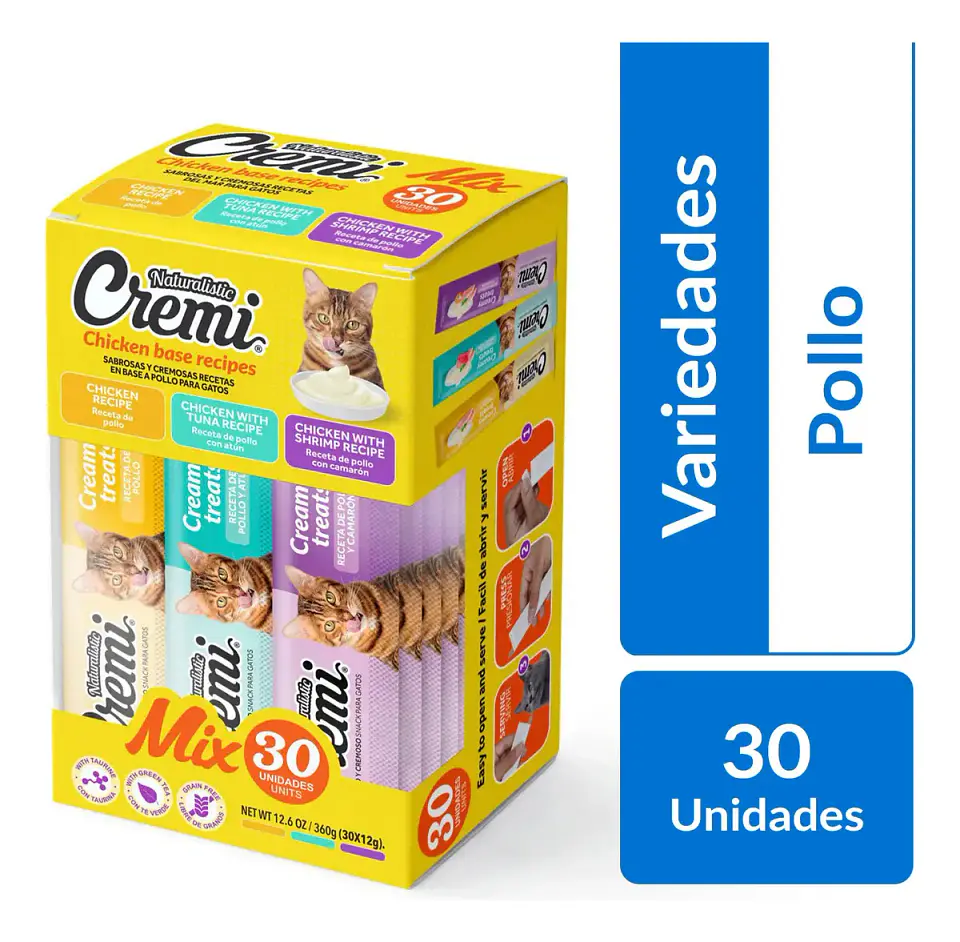 Naturalistics Snacks Humedo Cremi para Gato Sabor Pollo 360 gr Pack x30 1
