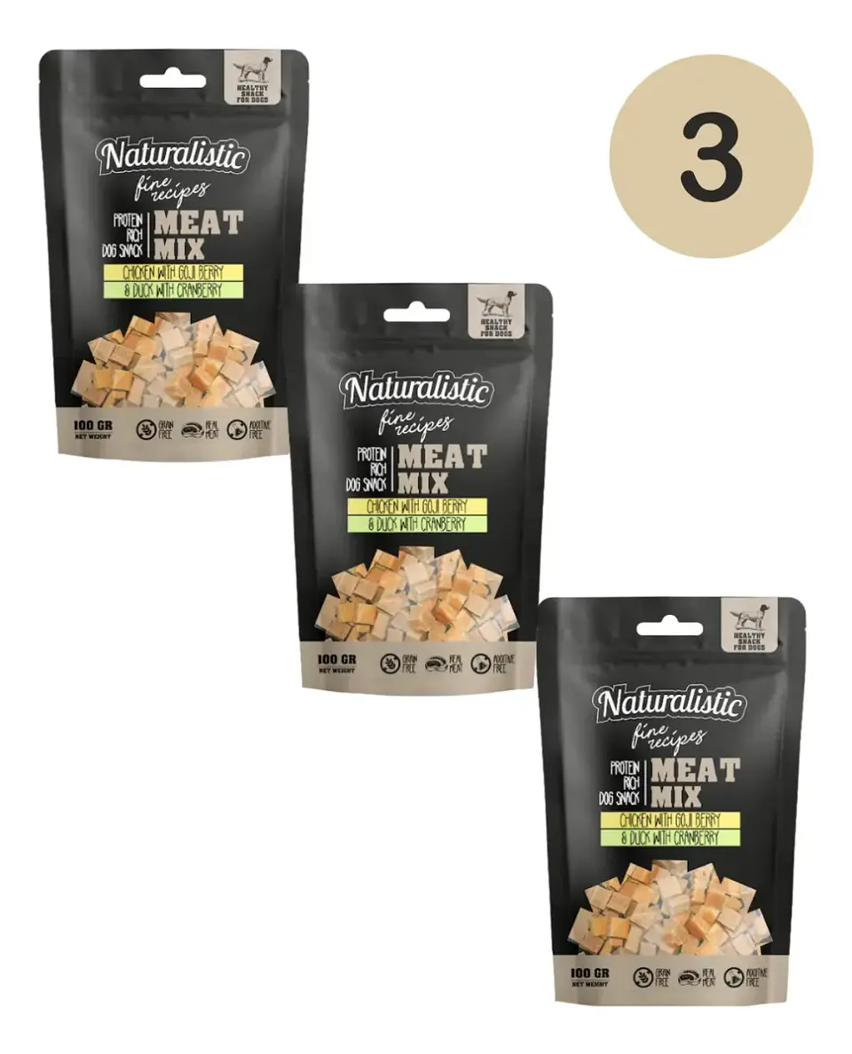 Naturalistics Snacks para Perro Sabor Pollo y Pato 100 g Pack x3 1