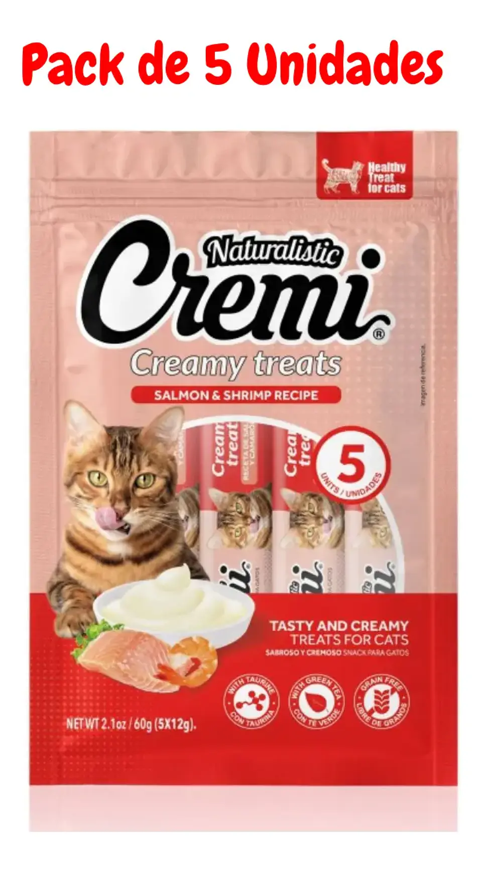 Naturalistics Alimento Húmedo para Gato Sabor Salmón y Camarón 60 g Pack x5 2