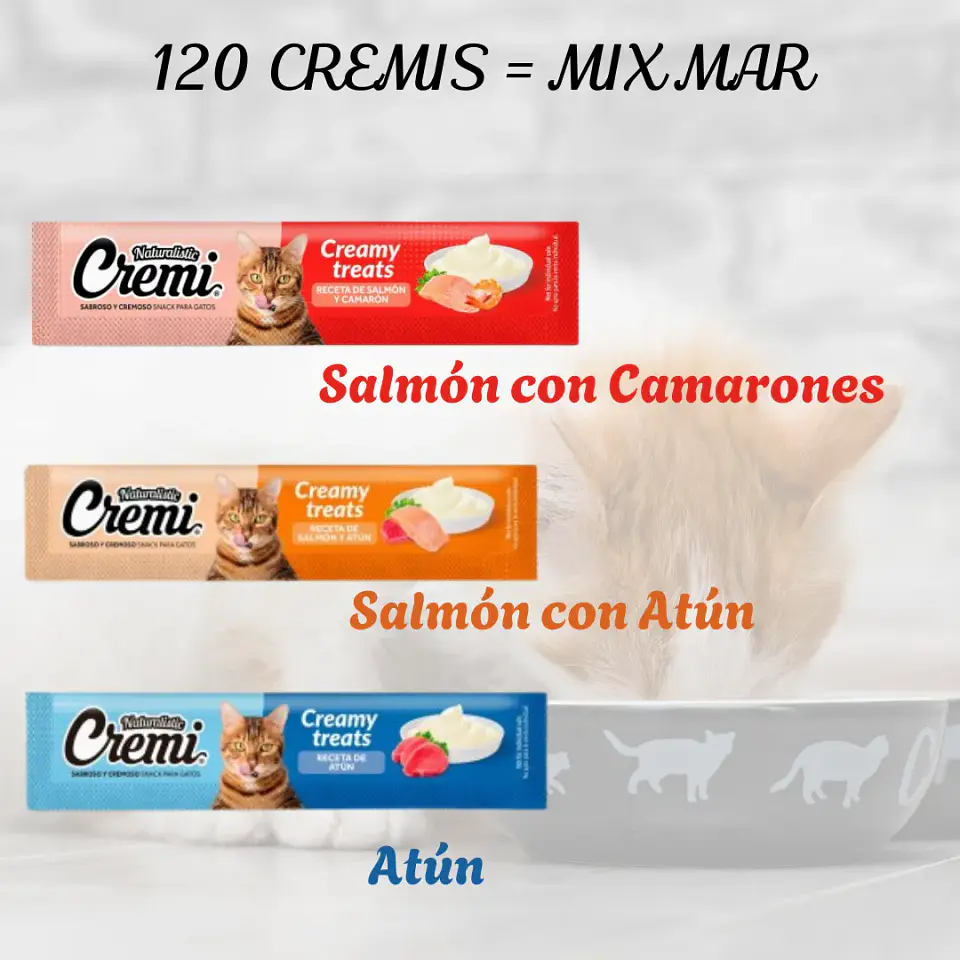 Naturalistics Snack Húmedo Cremi para Gato Variedades del Mar Pack x2 120 Unidades 2
