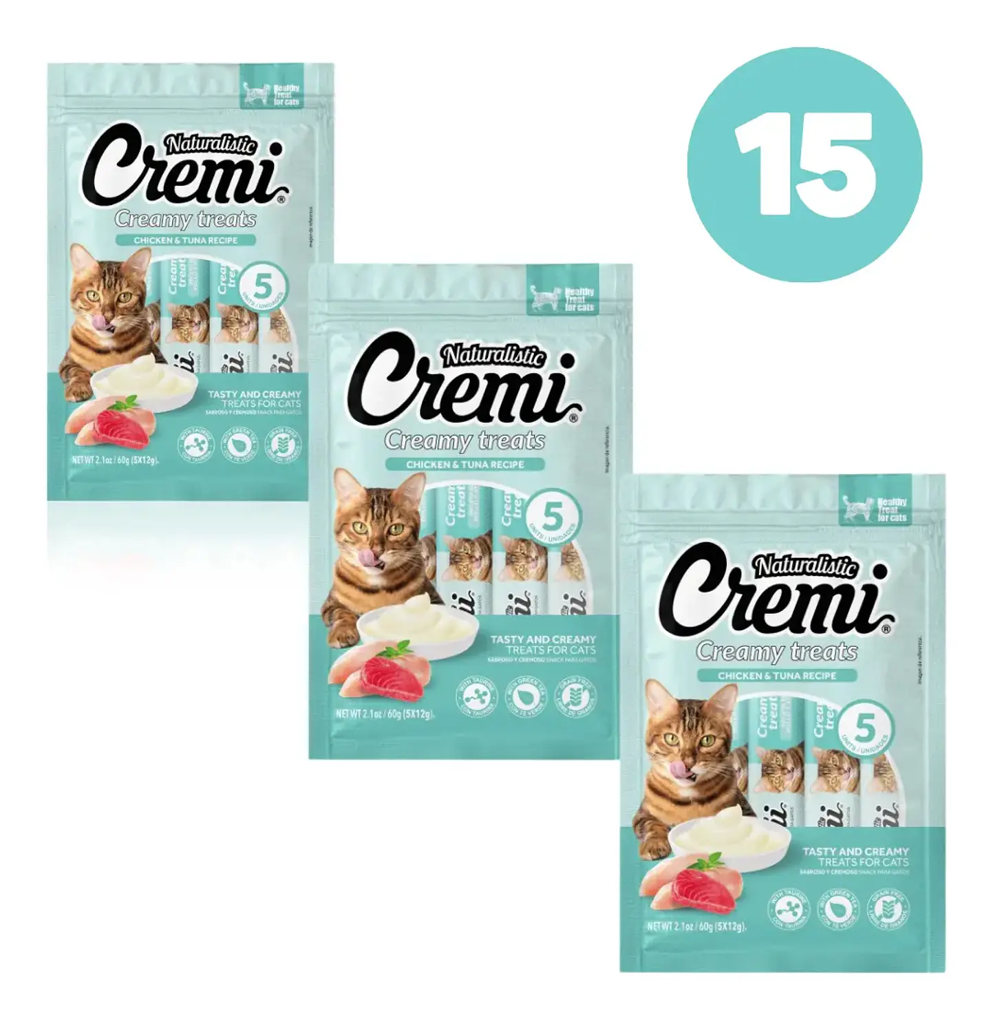 Naturalistics Snack Húmedo para Gato Sabor Pollo y Atún 180 gs Pack x15 1