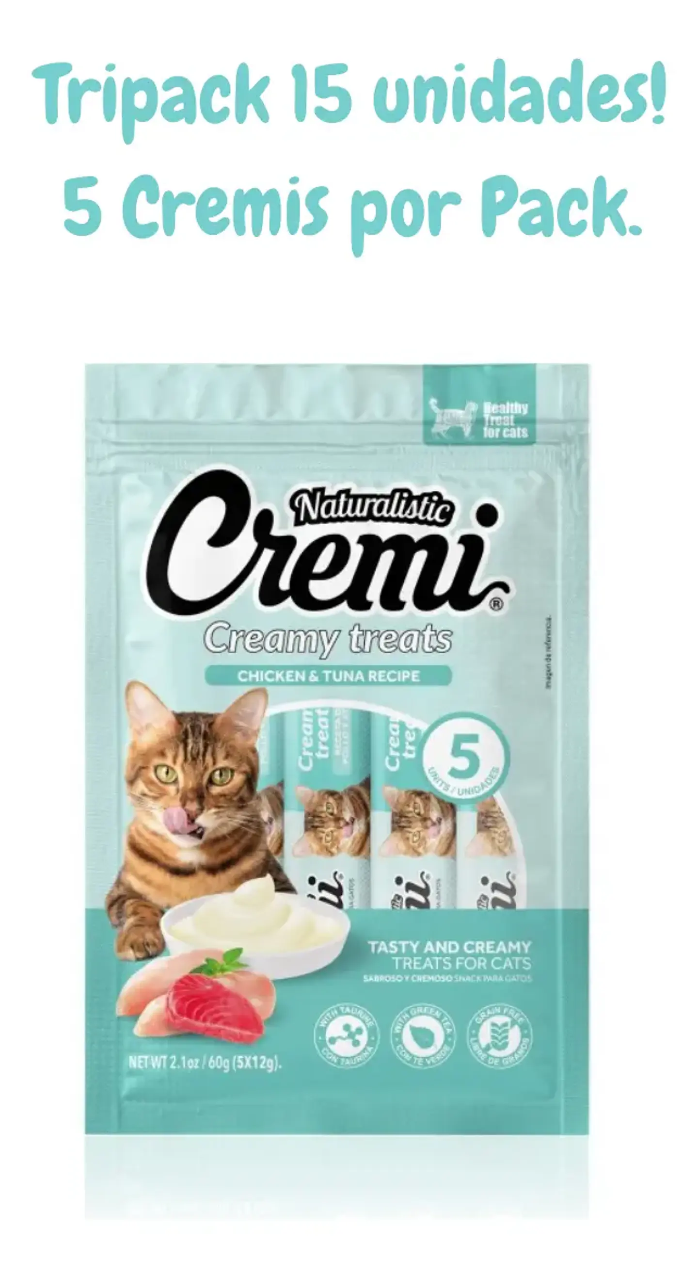 Naturalistics Snack Húmedo para Gato Sabor Pollo y Atún 180 gs Pack x15 2