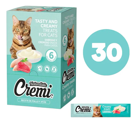 Naturalistics Snack Húmedo Cremi para Gato Sabor Pollo y Atún 360 gr Pack x30