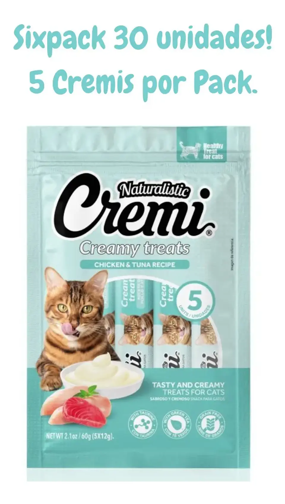 Naturalistics Snack Húmedo Cremi para Gato Sabor Pollo y Atún 360 gr Pack x30 2