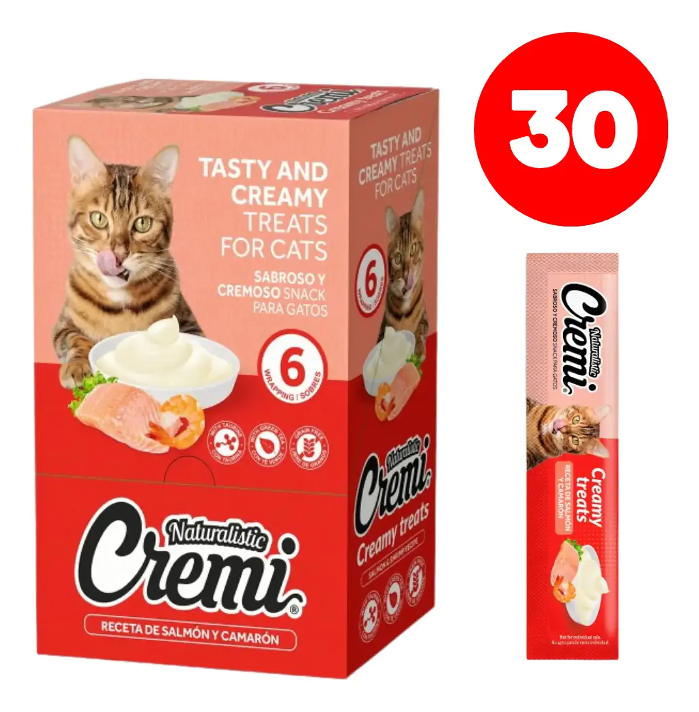 Naturalistics  Snack Húmedo Cremi para Gato Sabor Salmón y Camarón 360 gr Pack x30 1
