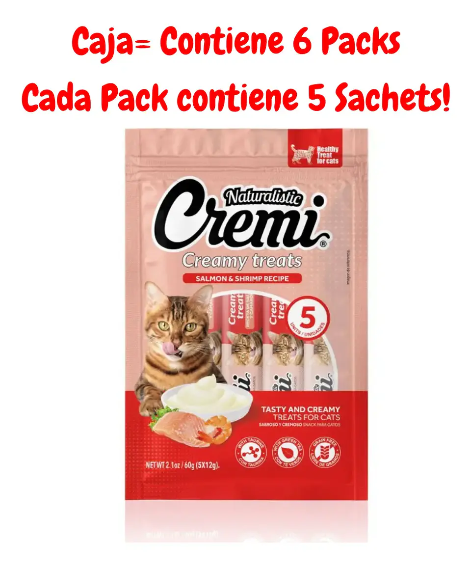 Naturalistics  Snack Húmedo Cremi para Gato Sabor Salmón y Camarón 360 gr Pack x30 2