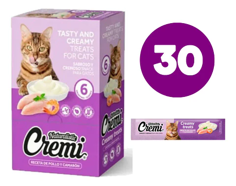 Natutalistics Alimento Cremi para Gato Sabor Pollo y Camarón 360 gr Pack x30