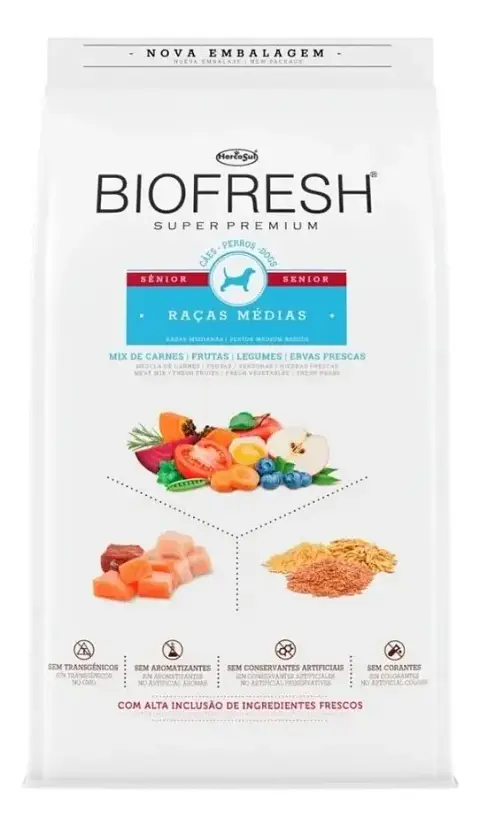 BioFresh Alimento Perro Senior Raza Mediana Sabor a Carne Fruta y Vegetales 10.1 Kg