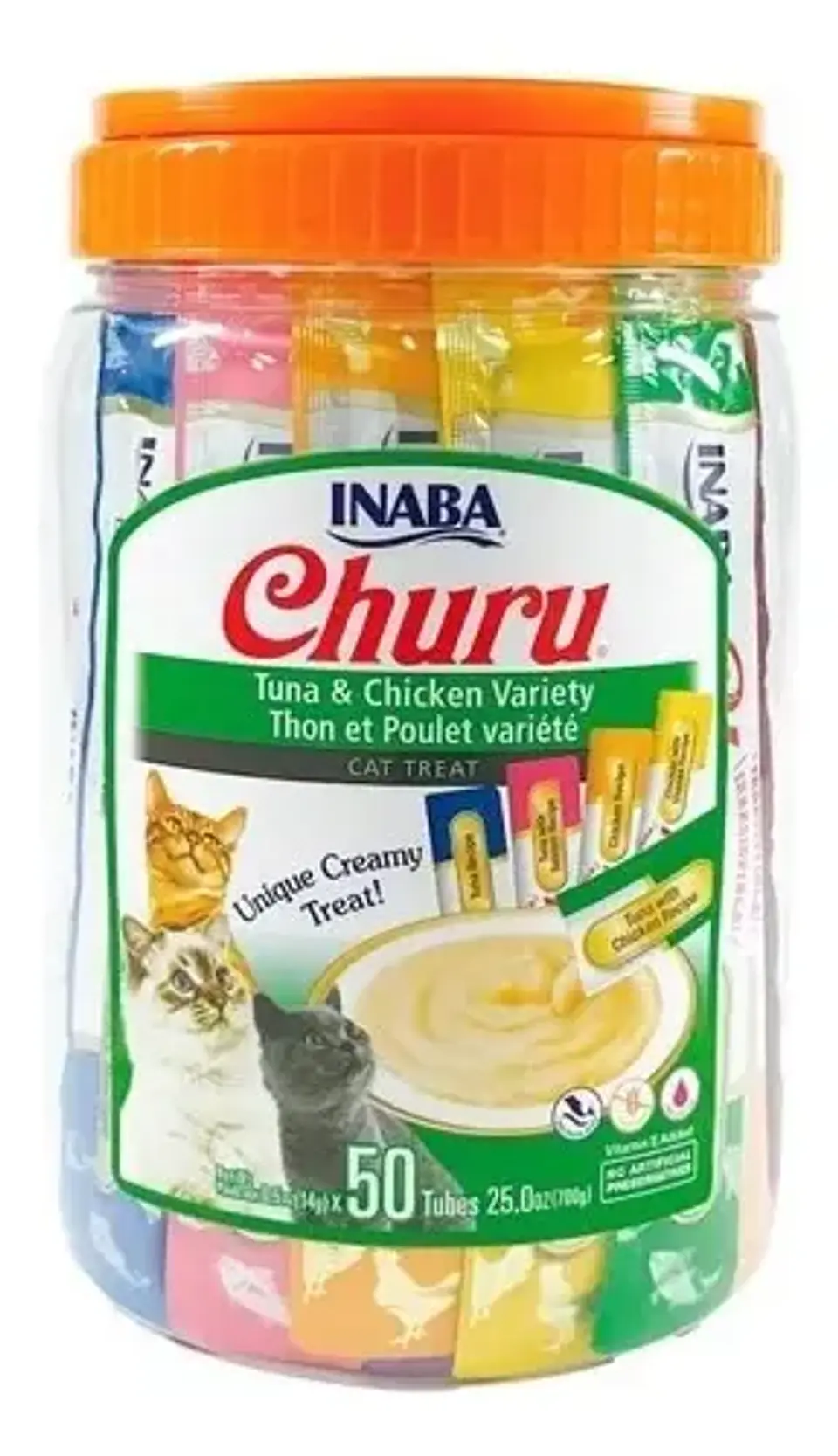 Churu Tarro Gatos - Variedades Atún y Pollo - 50 Tubitos  2