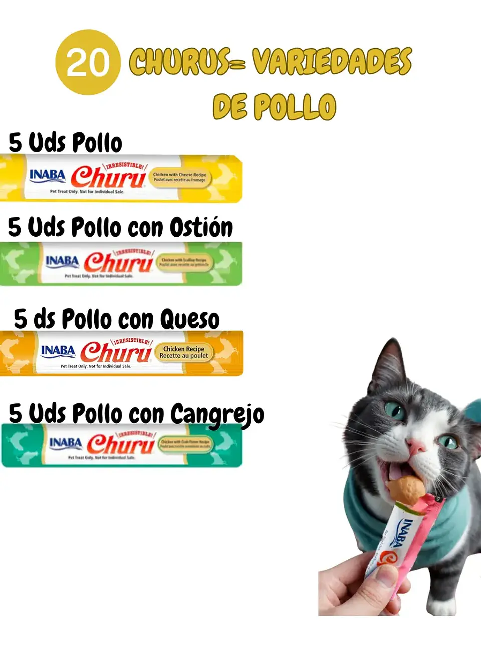 Churu Variedades de Pollo Para Gatos Tubos 280 g Pack x20 2