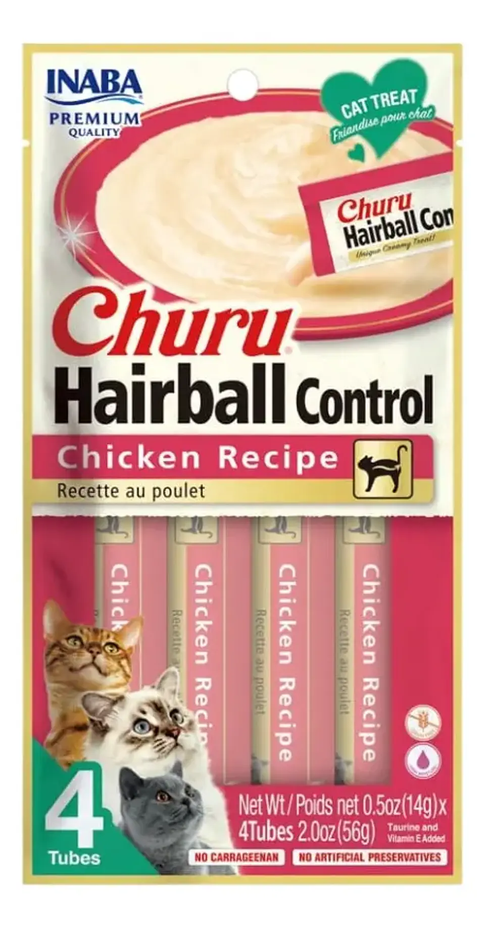 Churu Hairball Control Bolas de Pelo Para Gatos Sabor de Pollo 4 Und 56Gr 1