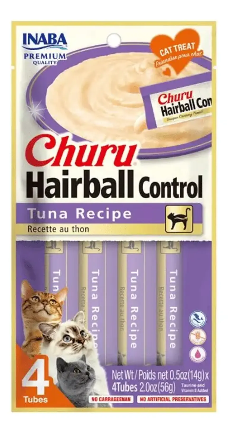 Churu Inaba Hairball Control Bolas de Pelo Sabor Atún Para Gatos 4 Tubos 56 Gr   1