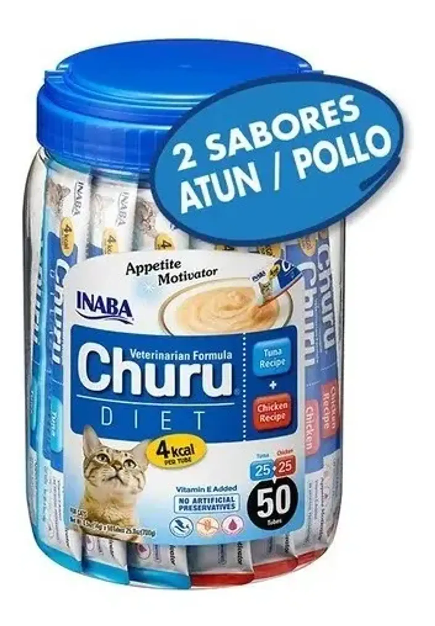 Churu Diet Inaba Snack Cremoso para Gatos Sabor Pollo y Atún Und 1.5 Kg Pack x50 5