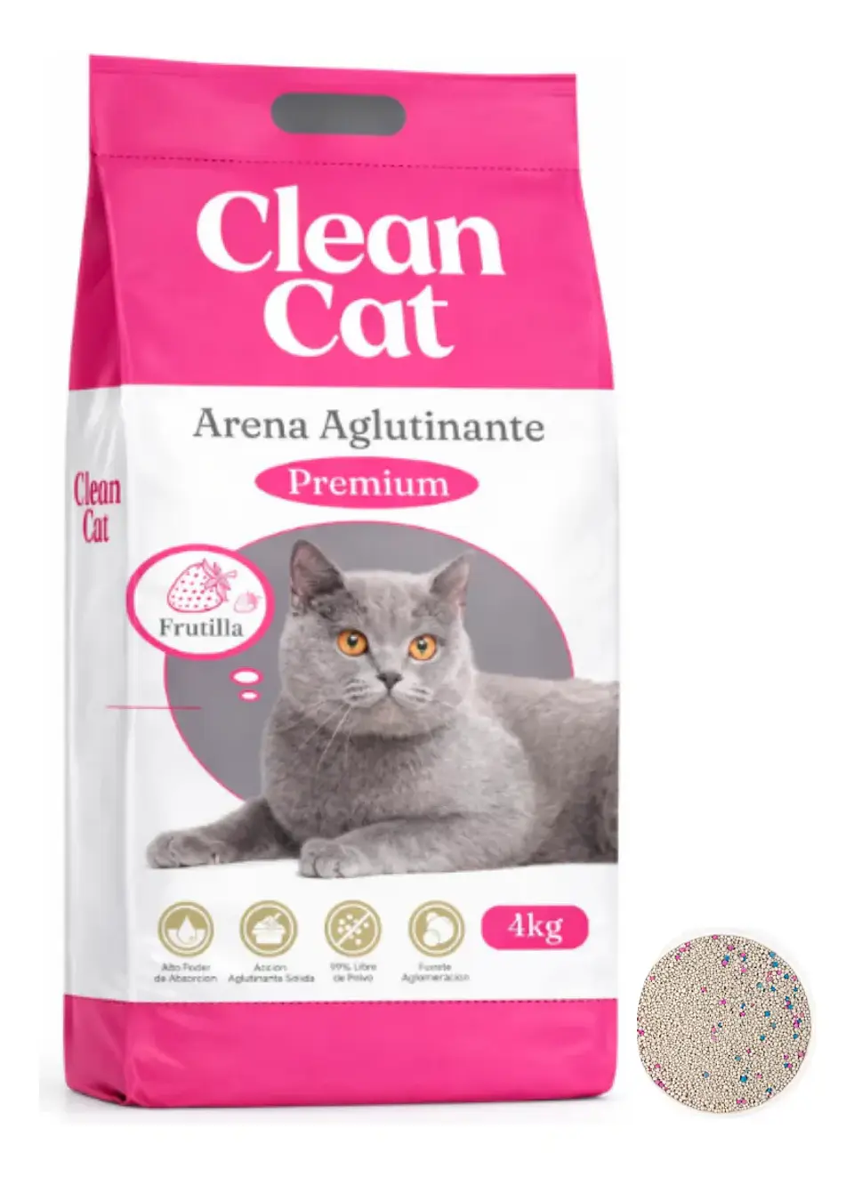 Clean Cat Arena para Gatos- Olor Frutilla 4 Kg 1