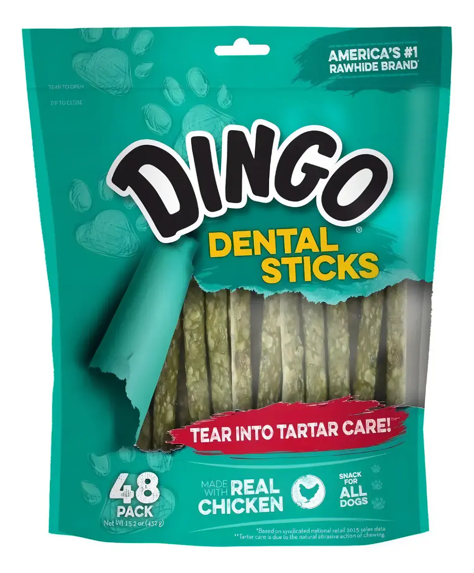 Dingo Dental Munchy Sticks para Perro Adulto Sabor Pollo 1