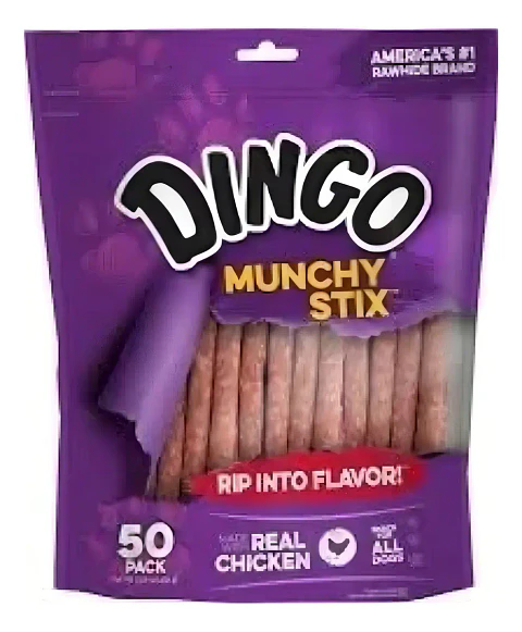 Dingo Munchy Stix Snack para Perro Sabor Pollo Pack 50u 450 g