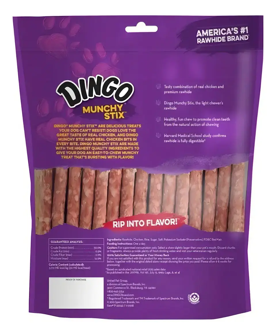 Dingo Munchy Stix Snack para Perro Sabor Pollo Pack 50u 450 g 2