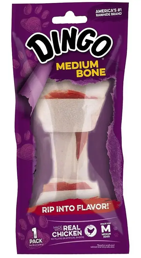 Dingo Medium Bone Alimento para Perro Adulto Sabor Pollo 65 Gr