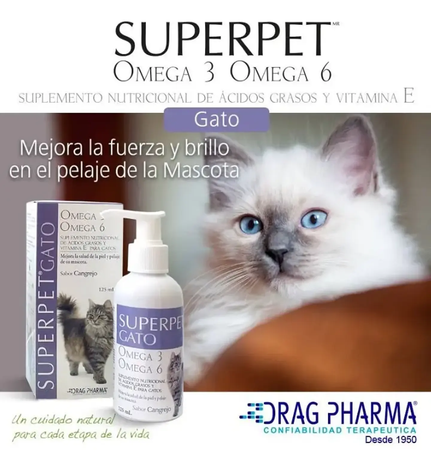 Superpet Drag Pharma Suplemento Nutricional Omega 3 y 6 Gato 125 ml 4