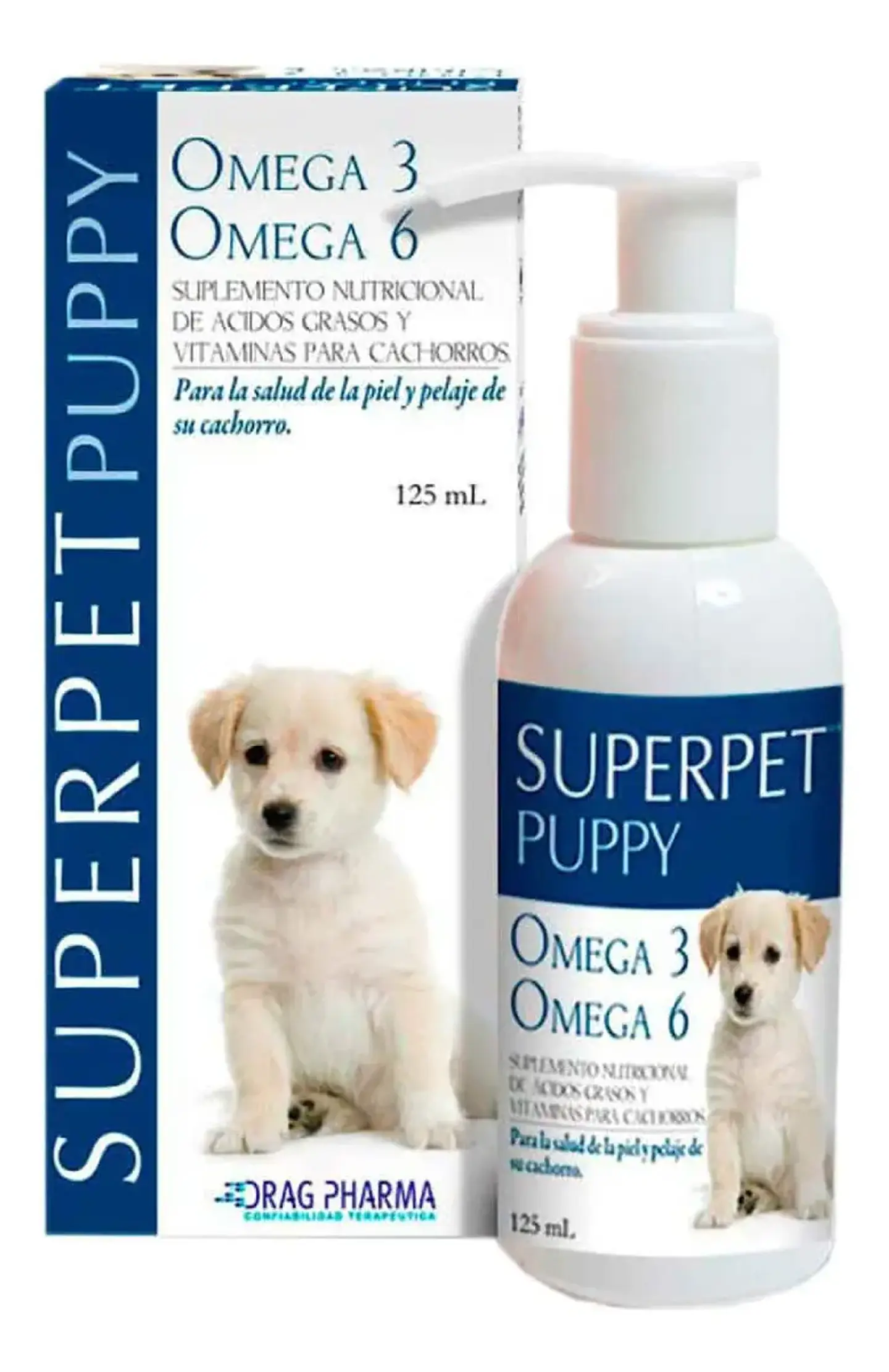 Superpet Drag Pharma Suplemento Nutricional Aceite Omega 3 y 6 Para Cachorros 125 m 3