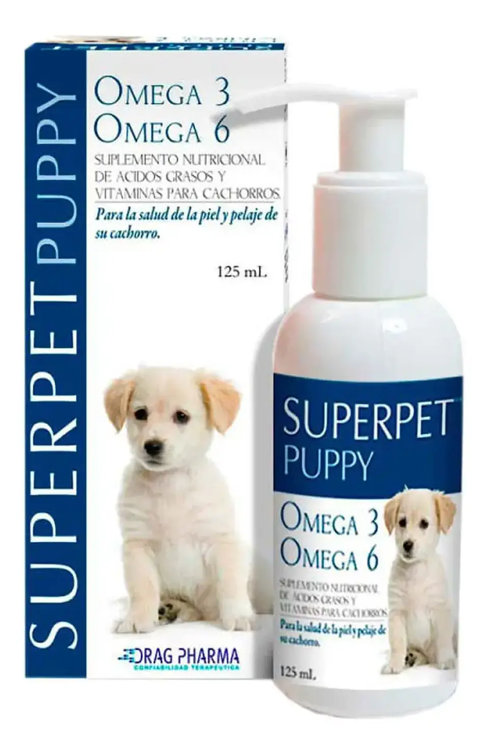 Superpet Drag Pharma Suplemento Nutricional Aceite Omega 3 y 6 Para Cachorros 125 m 3