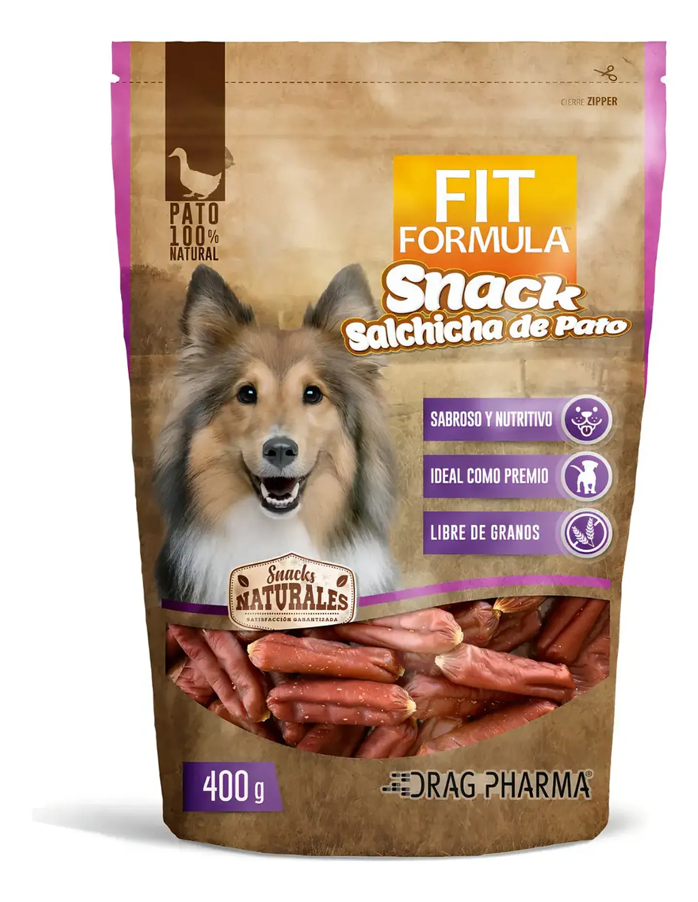 Fit Formula Drag Pharma Suplemento Nutricional Perro Adulto Salchichas de Pato 400 g 1