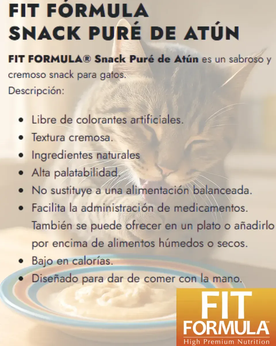 Fit Formula Drag Pharma Snack Puré Sabor Atún Para Gatos 12 gr C/U Pack x5 2