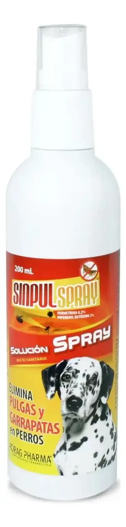 Sinpul Elimina Pulgas Y Garrapatas Spray 200 Ml Blanco 250Gr - Drag Pharma