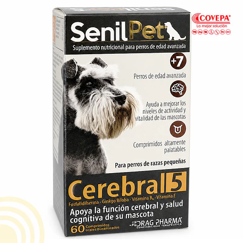 Senilpet 5 Cerebral-perro Razas Pequeñas-60 Comprimidos 250Gr - Drag Pharma