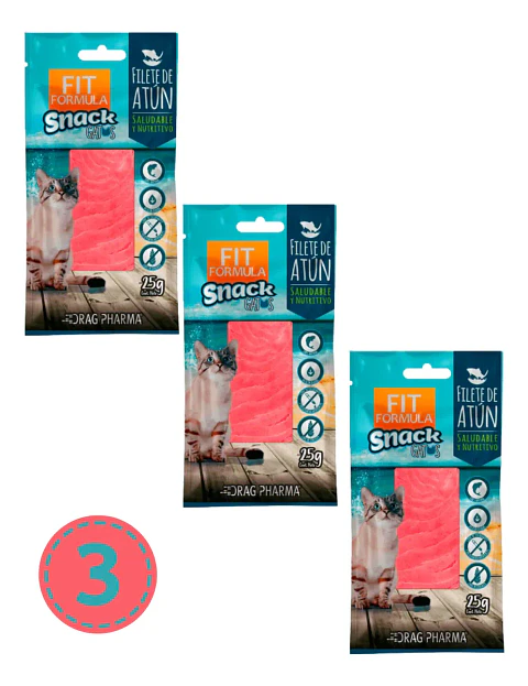 Fit Formula 3 Pack-snack Gatos-filetes De Atun- 25 Gr C/u