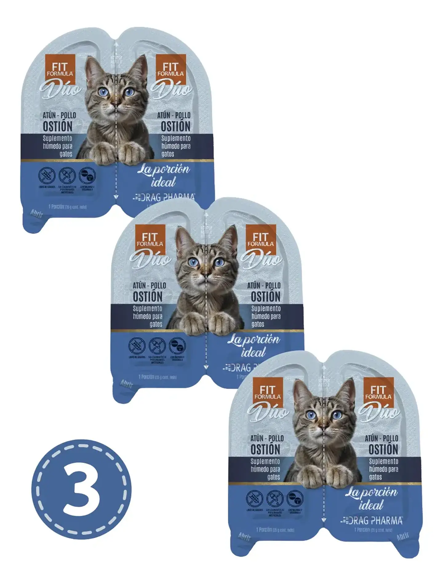 Fit Formula Pack 3 Snack-gato Duo-atún Pollo Ostión-70g C/u 1
