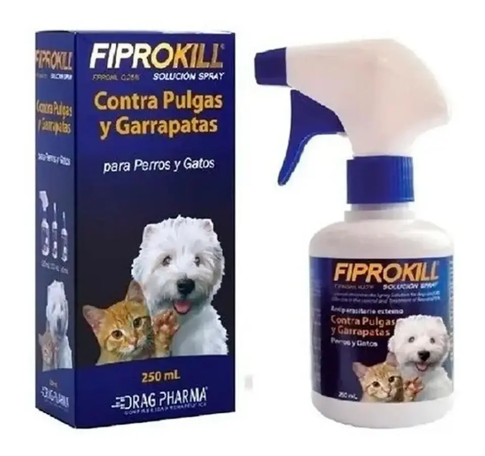 Fiprokill Spray 250ml Perro Gato-antiparasitario Externo - Drag Pharma 1