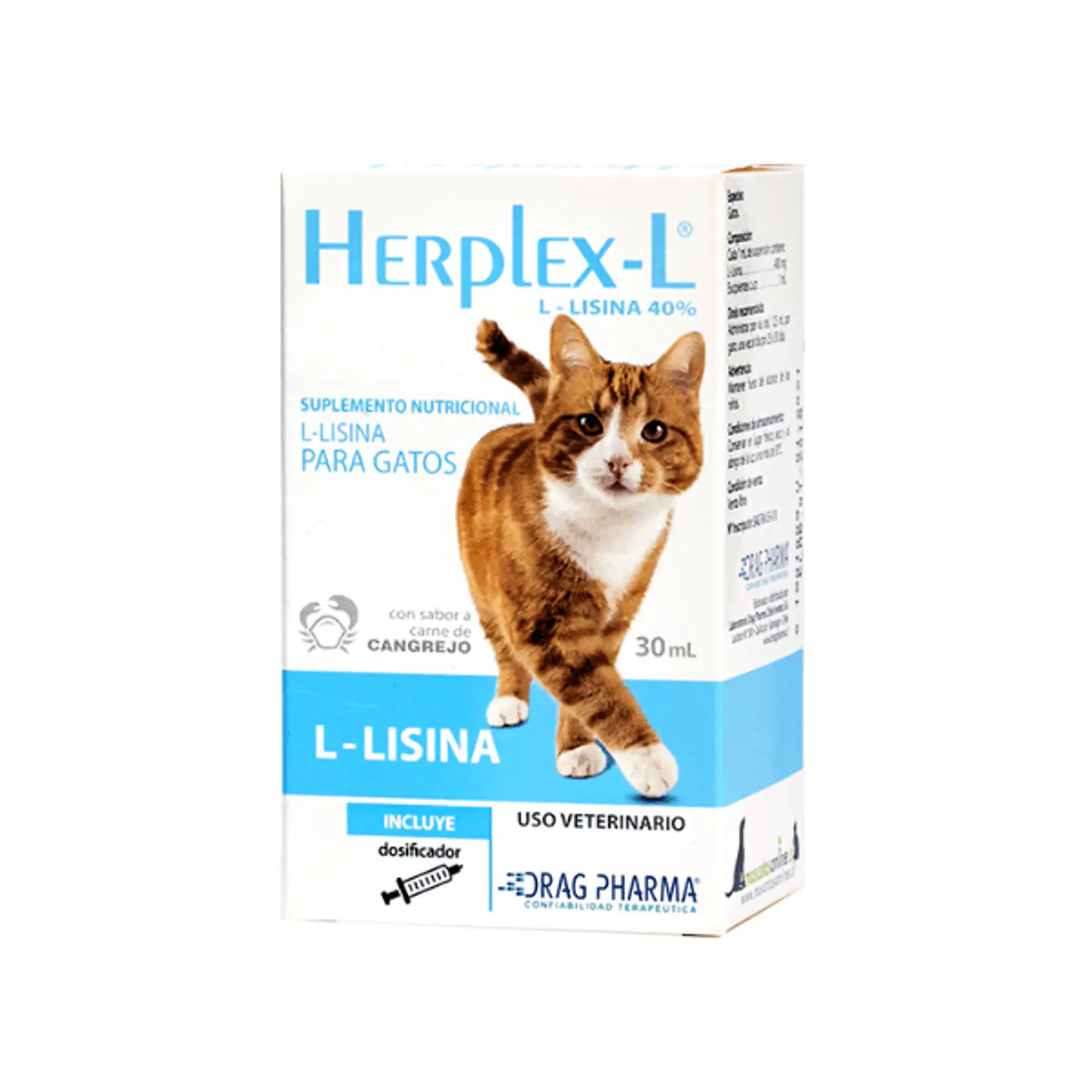 Herplex-L Suplemento Para Gatos Dragpharma L Lisina 30ml - Drag Pharma 1