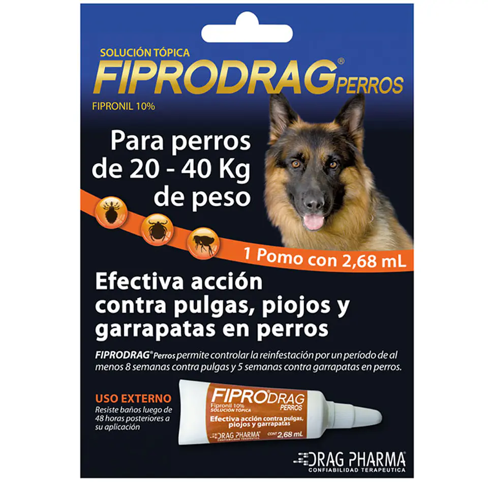 Fiprodrag Pipeta Antipulgas Drag Pharma Perros 40 A 60 Kg Pulgas Garrapatas Sin Color - Drag Pharma 1