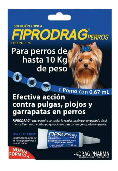 Fiprodrag Pipeta Antipulgas Y Garrapatas Perros Hasta 10 Kg Azul - Drag Pharma