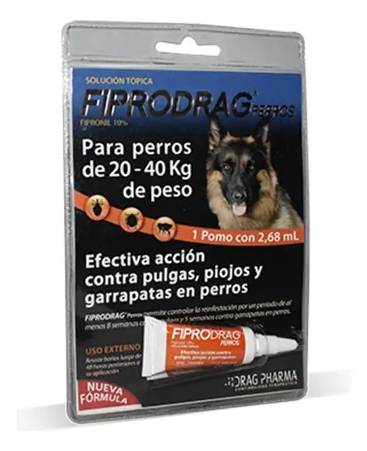 Fiprodrag Pipeta Perros 20-40 Kg 2.68 Ml Pulgas Garrapatas Piojos Azul - Drag Pharma 2