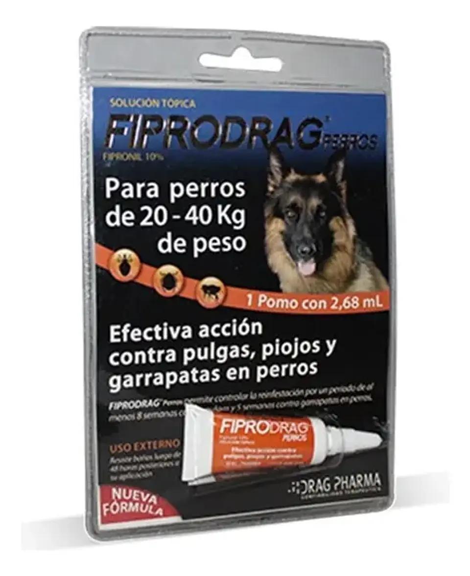 Fiprodrag Pipeta Perros 20-40 Kg 2.68 Ml Pulgas Garrapatas Piojos Azul - Drag Pharma 2