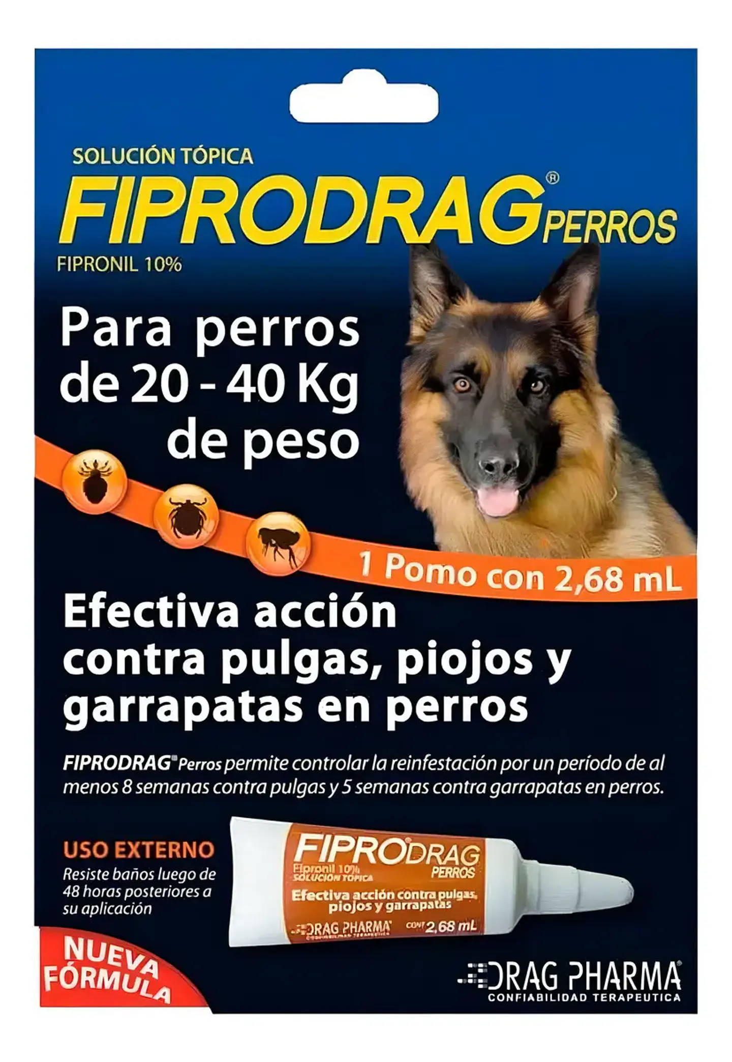 Fiprodrag Pipeta Perros 20-40 Kg 2.68 Ml Pulgas Garrapatas Piojos Azul - Drag Pharma 3