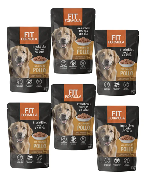 Fit Formula Pack 6 Pouch Perro 510 Gr-sabor Pollo-85 Gr C/u