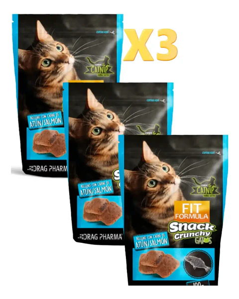 Fit Formula Pack 3 Snacks Galletas Crunchy Gatos-salmon-100 Gr C/u