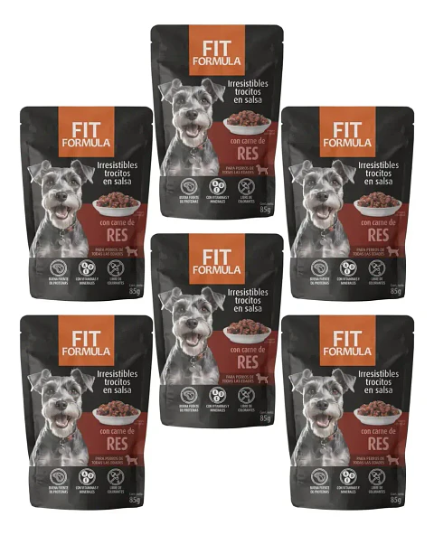 Fit Formula Pack 6 Pouch Perro-sabor Carne-510 Gr-85 Gr C/u