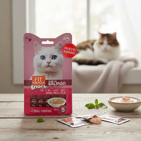 Fit Formula 5 Sachets-snack Gato-pure Salmón-12 Gr C/u