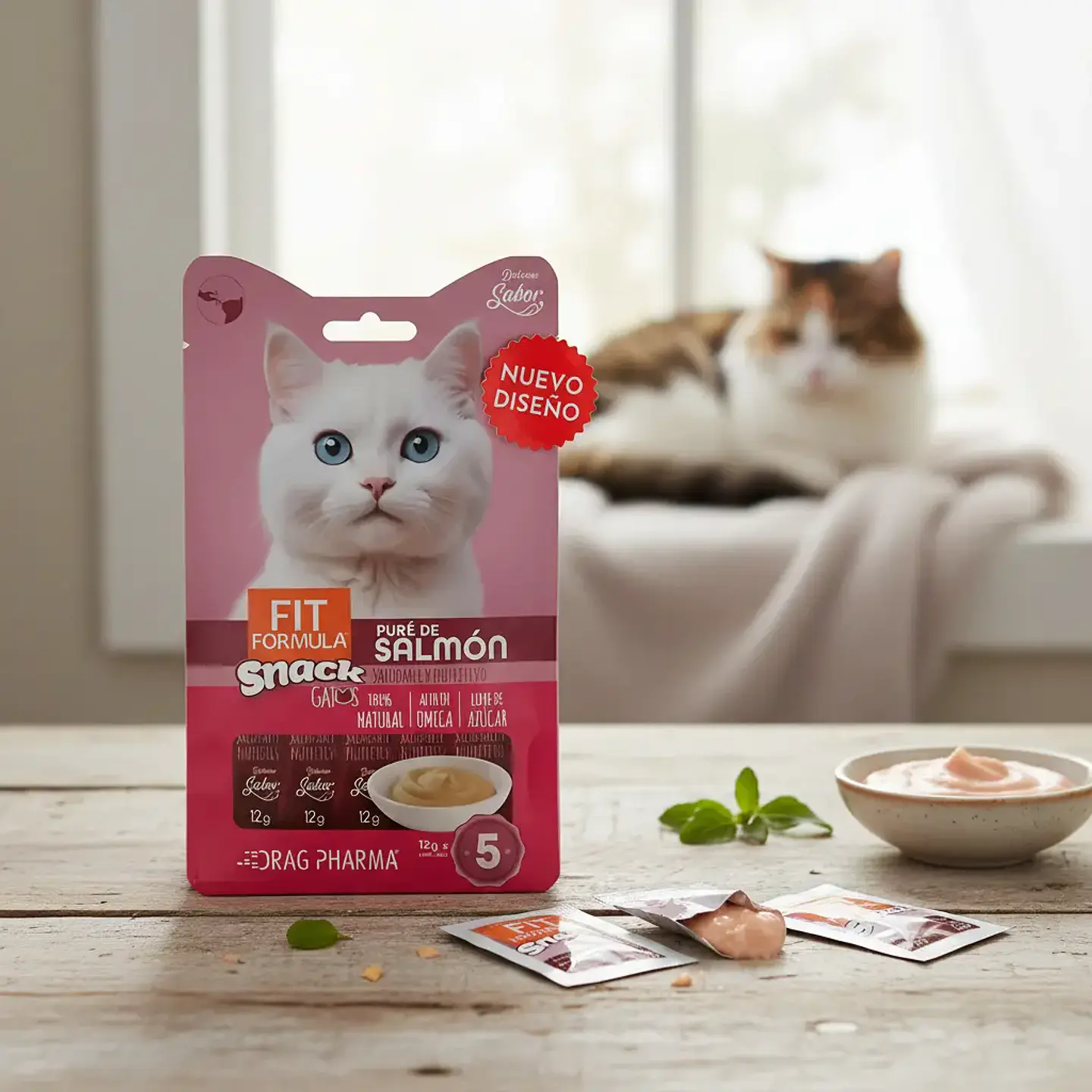 Fit Formula 5 Sachets-snack Gato-pure Salmón-12 Gr C/u 1