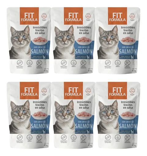 Fit Formula Pack 6 Pouch Gatos - Sabor Salmón - 510 Gr