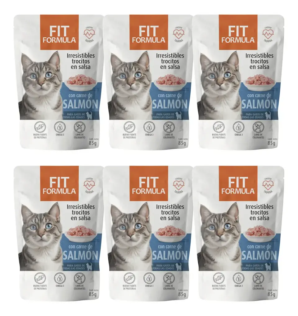 Fit Formula Pack 6 Pouch Gatos - Sabor Salmón - 510 Gr 1