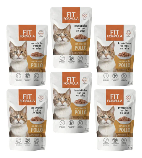Fit Formula Pack 6 Pouch Gato-sabor Pollo-510 Gr-85 Gr C/u