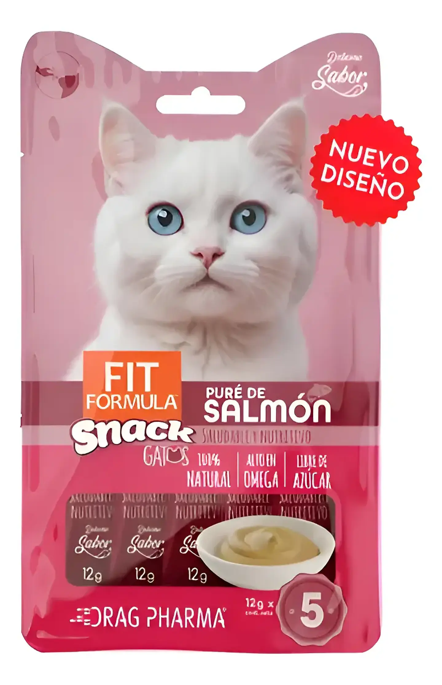 Fit Formula 5 Sachets-snack Gato-pure Salmón-12 Gr C/u 2