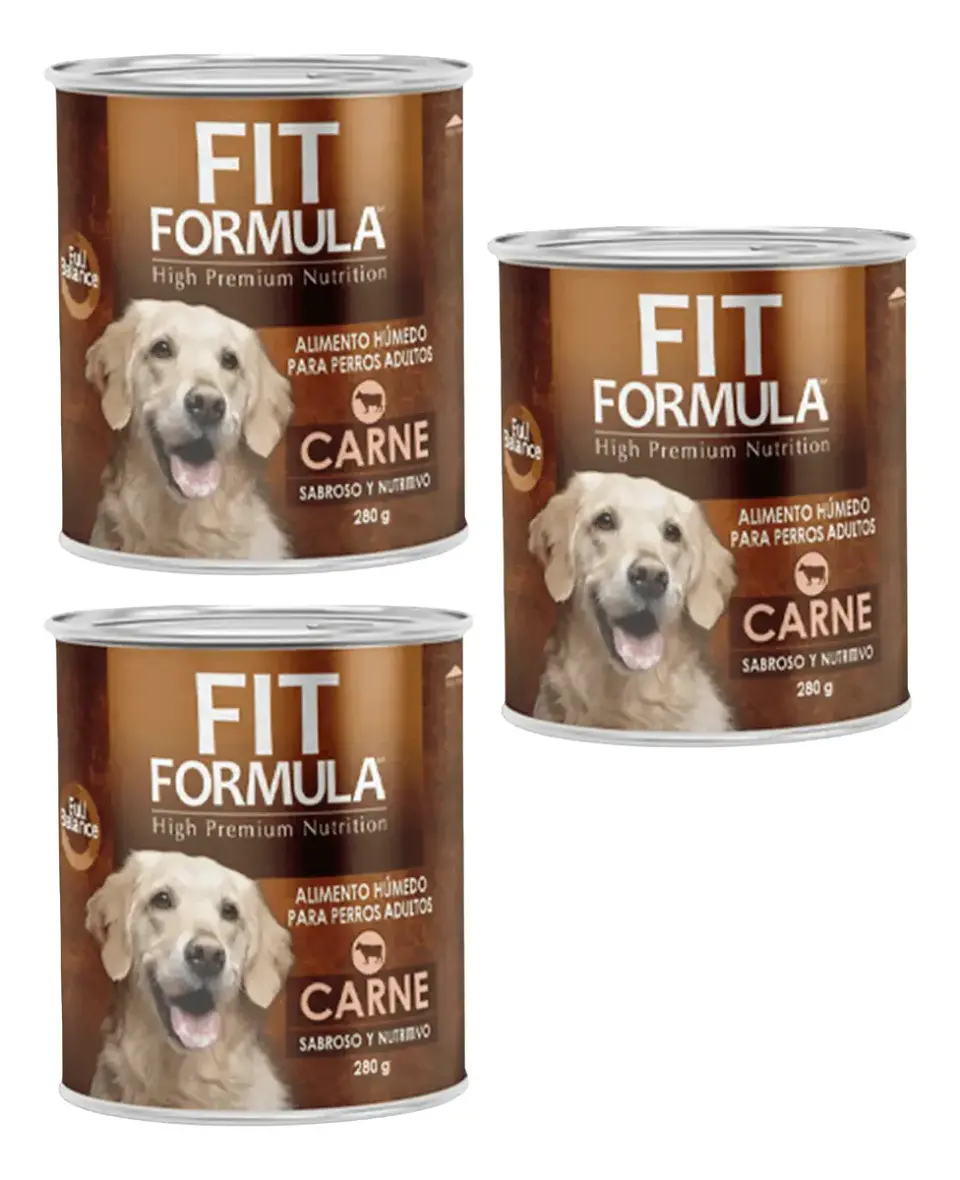 Fit Formula 3 Latas Alimento Humedo Perro-sabor Carne-280 Gr C/u. 1